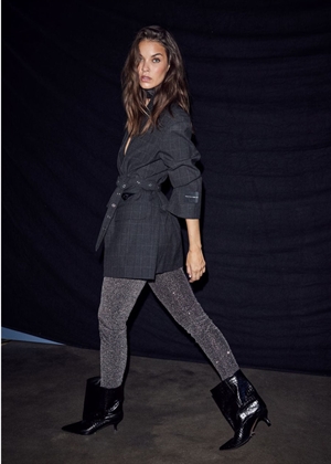 Smokey check oversize belt blazer Antracit HAUTE L\'AMITIÈ